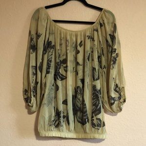 Libian 3/4 Sleeve Sheer Gold 2XL Women’s Blouse